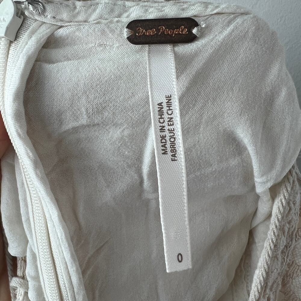FREE PEOPLE Beige White A-line Dress Floral Just Like Honey Lace Back Zip Size 0 - Picture 7 of 9